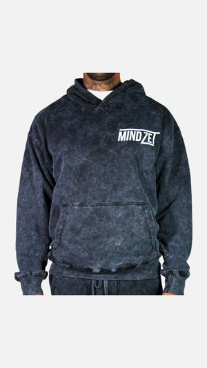 Mindzet Acid Washed Hoodie And Sweatpants Set (Black)